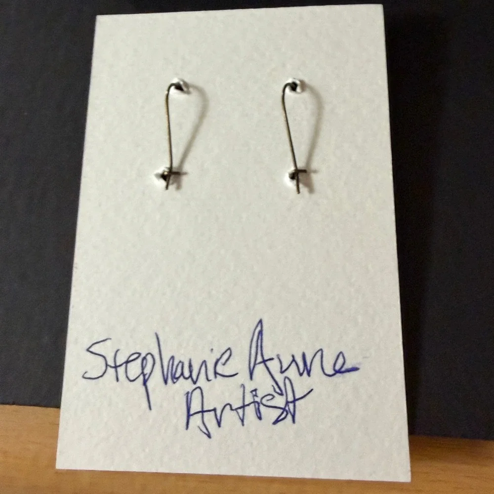 Stone drop earrings Red Jasper‎ Pink Glass Bead Stephanie Aune Artist